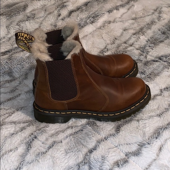 doc martens chelsea boots with fur